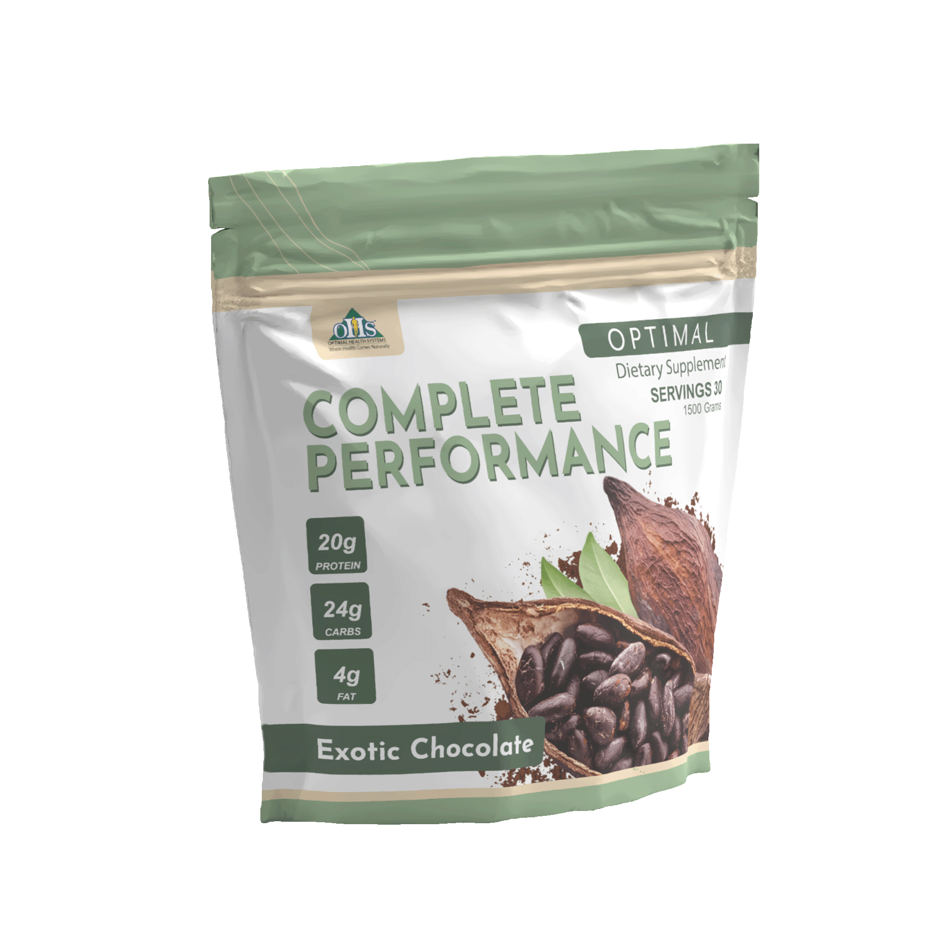 Bag of Optimal Complete Performance Exotic Chocolate. 3/4 view