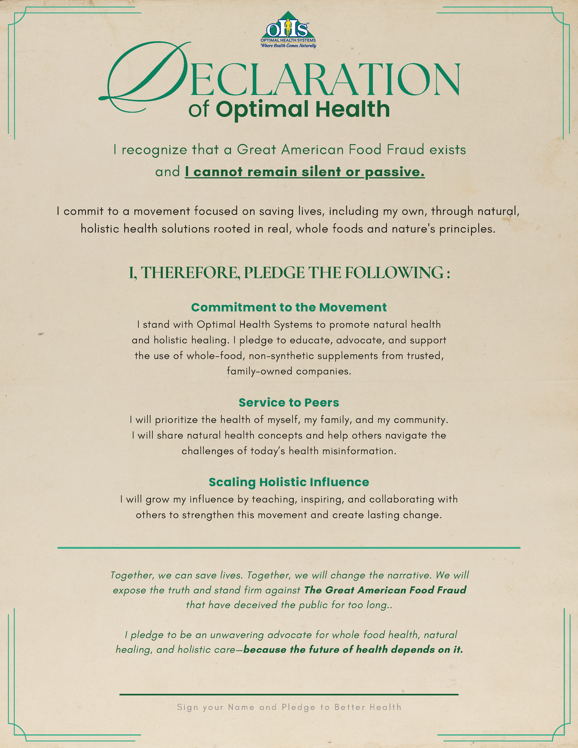 OHS PUBLIC DECLARATION OF HEALTH