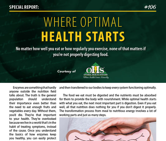 A Cropped image of the PDF "Special Health Report #106" Where Optimal Health Starts